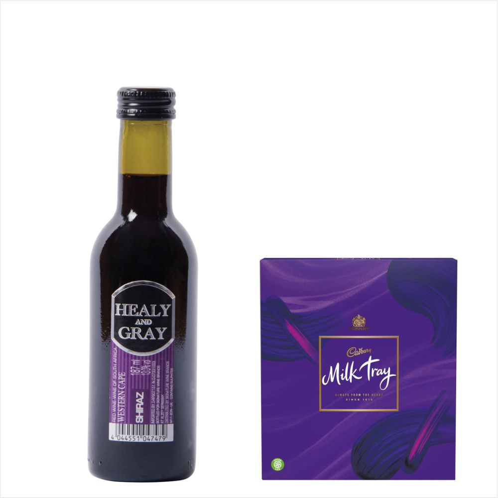 Healy & Gray Shiraz 18.7cl & Milk Tray Chocolates Delightful Flora
