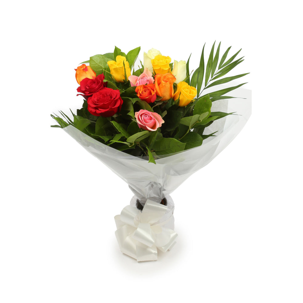Multicolour Roses Bouquet Delightful Flora