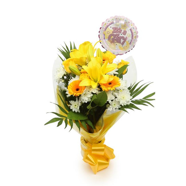 Its A Girl Balloon & Lovely Lemon Bouquet