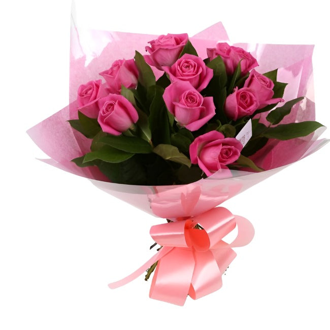 12 Pink Roses Bouquet