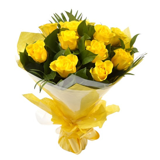 12 Luxury Yellow Roses Bouquet