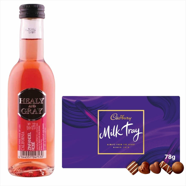 Healy & Gray Zinfandel Rose 18.7ml  & Milk Tray Chocolates