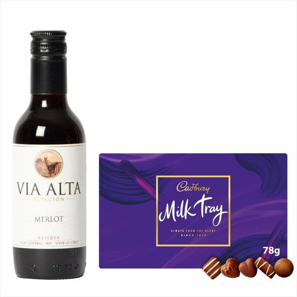 Via Alta Merlot 18.7cl Great stuff! & Milk Tray Chocolates