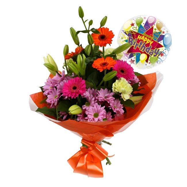 Birthday Balloon & Colour Burst Bouquet