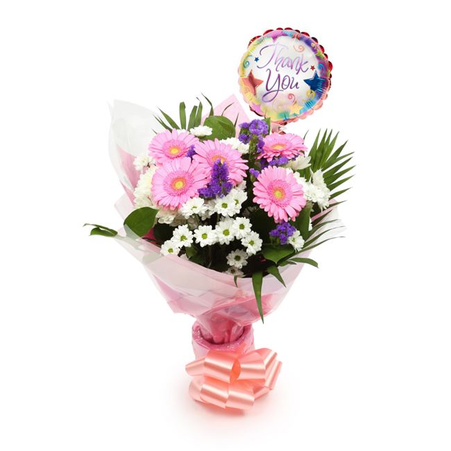 Thank You Balloon & Serenity Bouquet