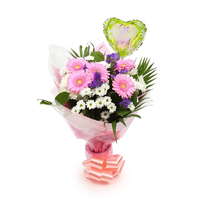 Get Well Balloon & Serenity Bouquet