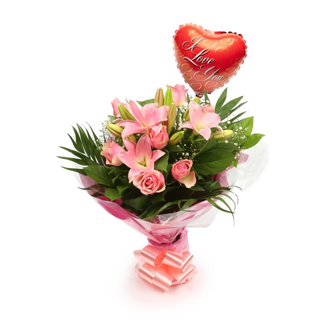 Love Balloon & Pink Jewel Bouquet