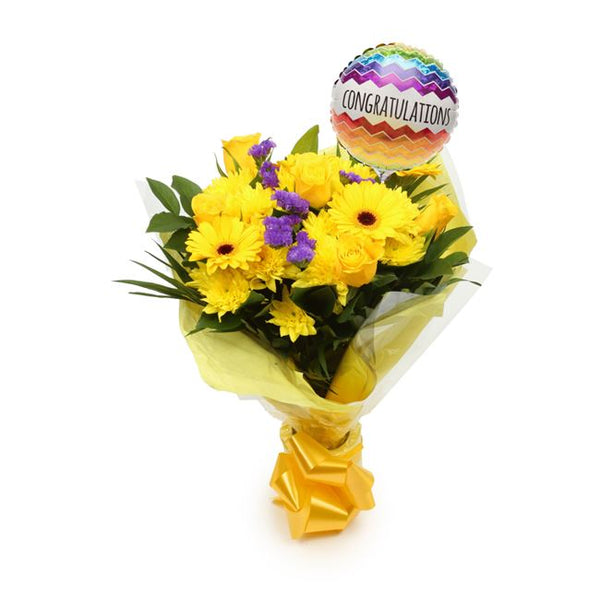 Congratulations Balloon & Yellow Star Bouquet
