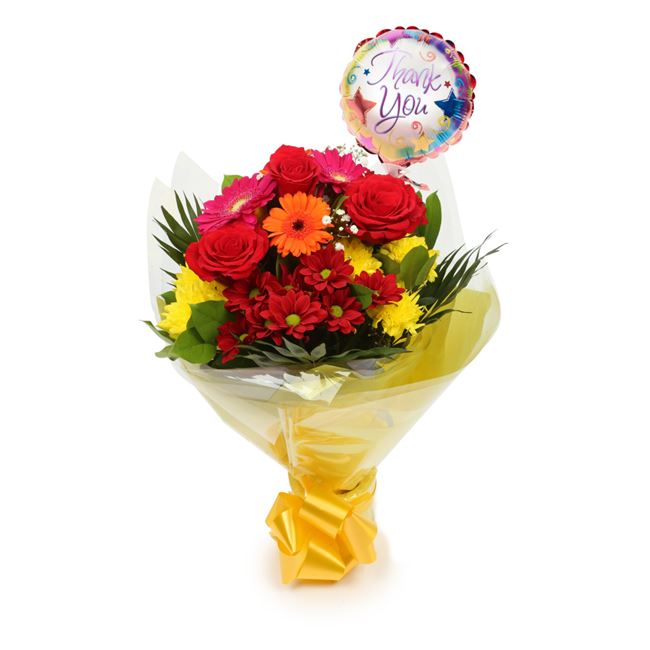 Thank You Balloon & Beauty Blooms Bouquet