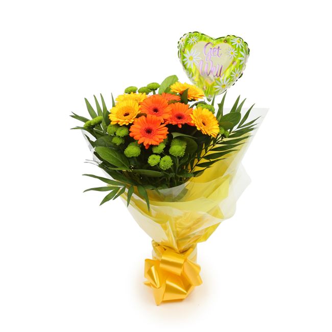 Get Well Balloon & Sunny Days Bouquet