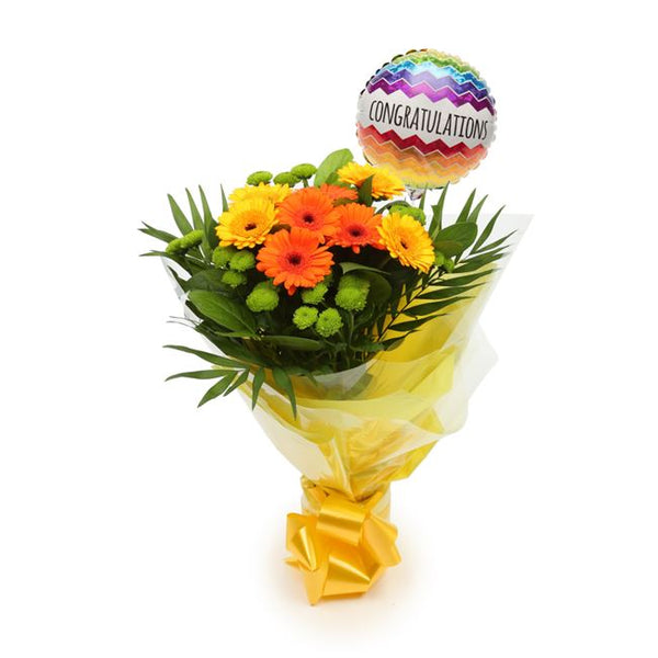 Congratulations Balloon & Sunny Days Bouquet