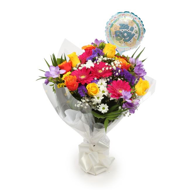 Its A Boy Balloon & Brilliant Blooms Bouquet