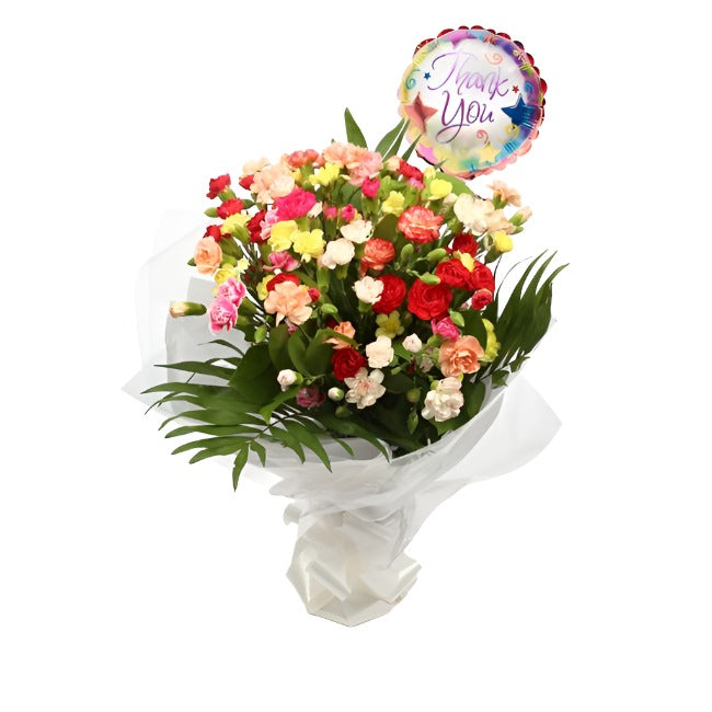 Thank You Balloon & Multi Colour Star Bouquet