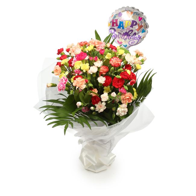 Birthday Balloon & Multi Colour Star Bouquet